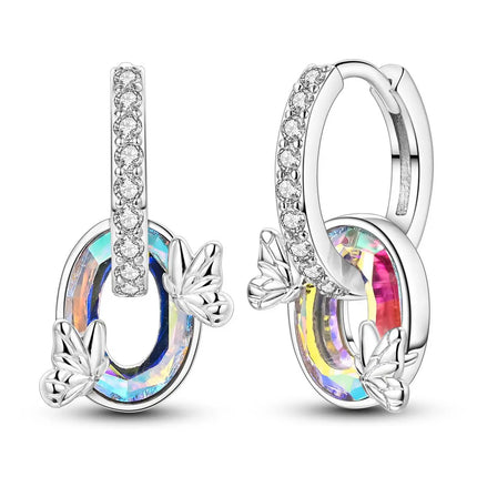 925 Sterling Silver Inlaid Zircon Butterfly Earrings Insect Element Original Design Women's Fashion Party Jewelry Gift Ear Loops