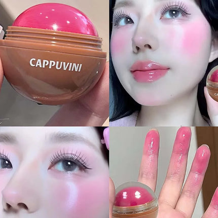 Cappuvini Vitality Juicy Blush Ball Natural Rosy Long-Lasting High Color Blusher Cream Face Makeup Rouge