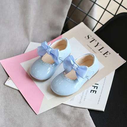 Toddlers Girls Shoes Children's Flats PU Patent Leather Kids Dress Shoes Soft Cute Princess Sweet With Butterfly-knot Bowtie New