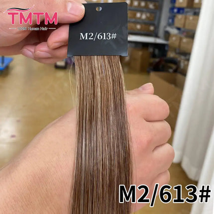 TMTM Russian Virgin Hair Weft Cuticle Aligned Natural Brown Bone Straight Hair Extensions Machine Made Weave 50g 100g Sales