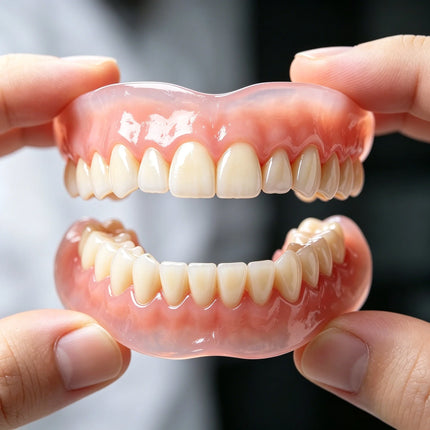 Full Set Natural Dentures Upper & Lower Silicone Fake Teeth Braces Comfort Fit Instant Confidence Smile Oral Care For Men Women