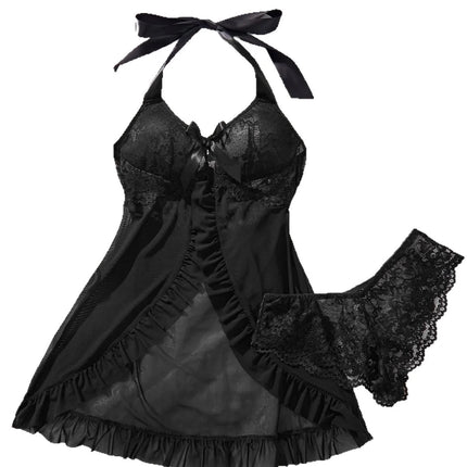 Women's underwear Pajamas Women's Lace Suspender Nightdress Ladies Spring And Summer Ice Lace Thin Halter Home Service Night