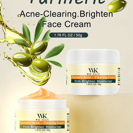 WK JALY Turmeric Acne Facial Cream, Reduce Breakouts, Brightening, Clean Skin, Moisturize, Smooth, With Natural Aloe Vera