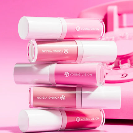 YOUNG VISION 3-Color Beauty Sponge + Liquid Blush Silky Velvet Pink Liquid Blush Natural and Easy to Blend Cosmetics