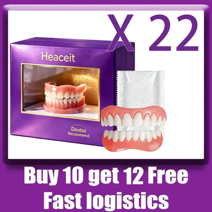 Comfort Silicone Dentures, Unisex Upper/Lower Teeth, DIY Temporary Fix for Confident Smile in Minutes