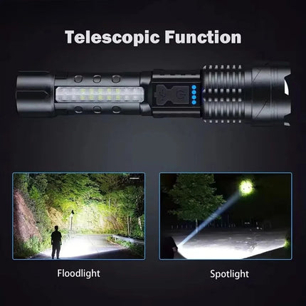 Portable Rechargeable LED COB Flashlight with Clip Super Bright Telescopic zoom Handheld Work Flashlight For Outdoor Camping