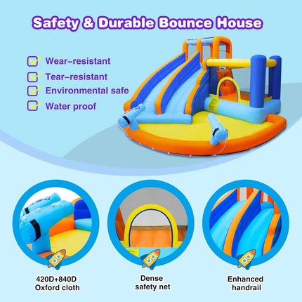 SkyBounce Inflatable Bounce House Water Water Park Double Slide Bouncer Castle Pool Climbing Wall Blower Backyard Indoor Outdoor