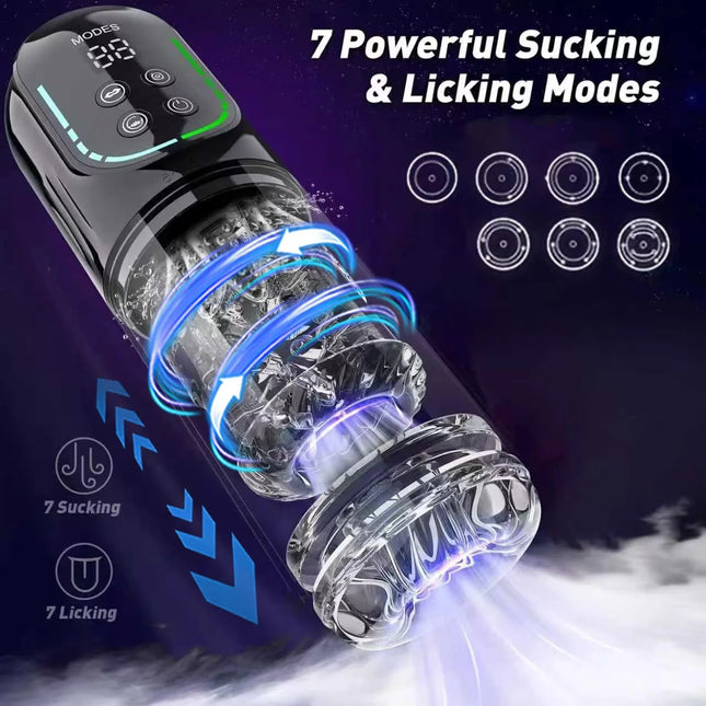 Automatic Thrusting Rotating Male Masturbator Licking Stroker Sucking Blowjob 100% Waterproof Penis Pump Adult Sex Toys For Men