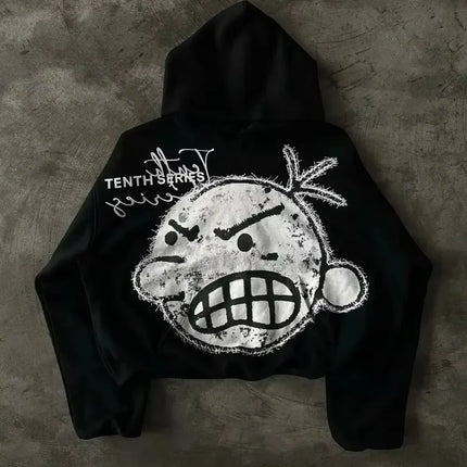 Y2K Retro Zipper Hoodies Women Harajuku Sexy Slim Fit Sweatshirt Autumn Skull Graphic Embroidery Hooded Jacket Gothic Clothing