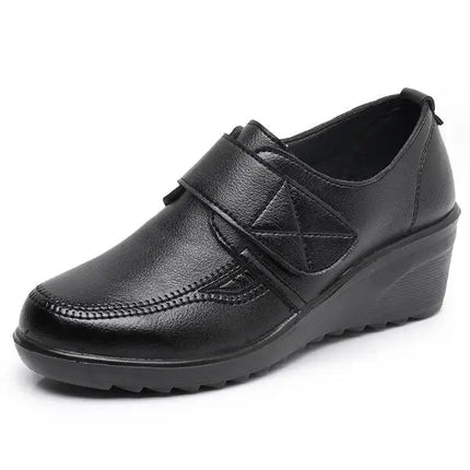 Classic Genuine Leather Women Shoes Round Toe Casual Comfortable Women's Wedge Shoes Spring Autumn Fashion Mother Shoes 10models