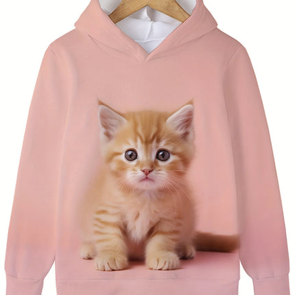 Children's Clothing﻿﻿ Hoodies Long Sleeve Kids Clothes Girl Boy Autumn Sweatshirt Cartoon 3D Cat Print Streetwear Children Top
