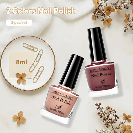 2Pcs 8ml Red Water-Based Peel Off Nail Polish Set Air Dry Easy to Apply Long Lasting Nail Art Manicure Vernis DIY for Home Salon