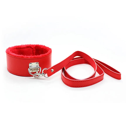 Bdsm Collar Leather And Leash Plush Bondage Sex Necklace Fluffy SM Toys Restraints Sex Toys For Women Couples Adults Games