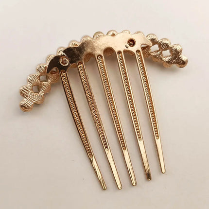 Pearl Rhinestone Metal Pan Hair Insert Comb Ball Head New Year Pan Hair Comb Hairpin Mother's Day Holiday Gift Hair Accessory