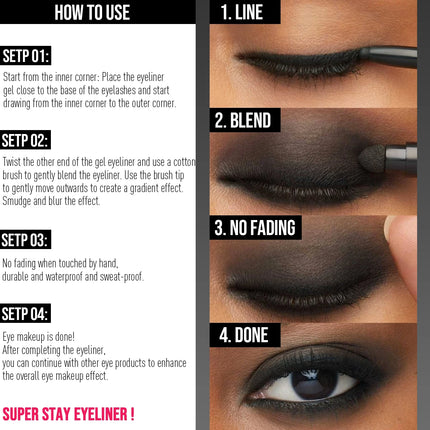 1PC Waterproof and Sweat-proof, Black/brown/white, Anti-smudge, High Pigment, Eyeliner Pen, Suitable for Date and Daily Needs