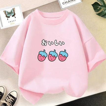 Smile Print Cotton T-Shirt for Girls Casual O Neck Short-Sleeve Kids Fashion Summer T-Shirts Tops Baby Tees Child Clothes