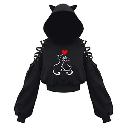 2021 Amazon European New Style Cute Cat Y-Back Sweatshirt Crew Neck China Made Other Patterned Hooded Sweatshirt For All Seasons