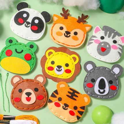 8-piece Forest Animal DIY Sewing Kit Beginner Handicraft Material Pack Cute Cartoon Animal Tiger Panda  Pendant Birthday Gift Cr