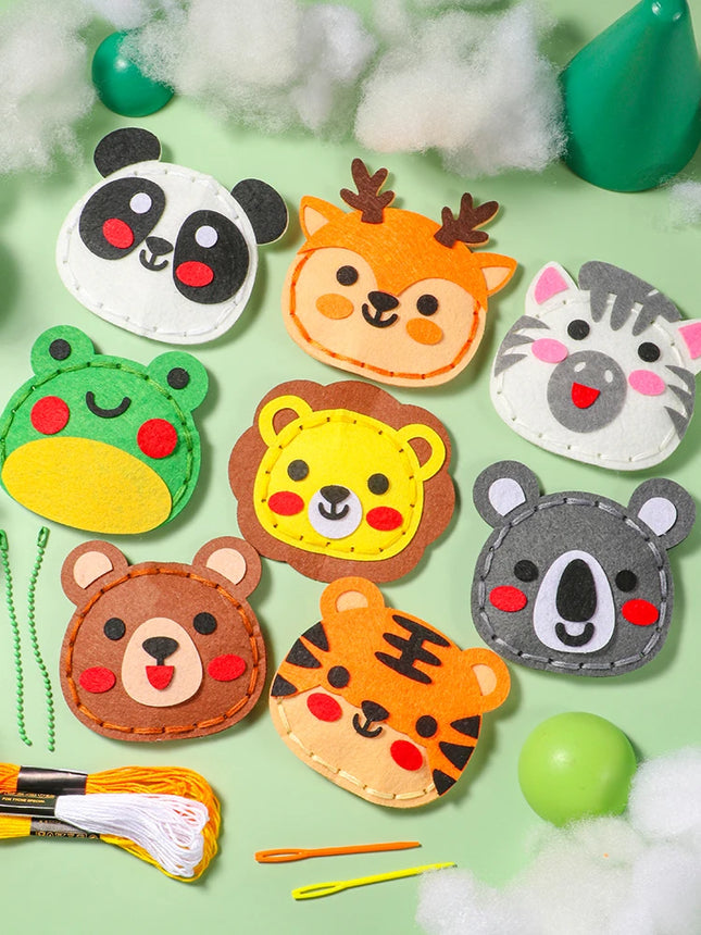 8-piece Forest Animal DIY Sewing Kit Beginner Handicraft Material Pack Cute Cartoon Animal Tiger Panda  Pendant Birthday Gift Cr