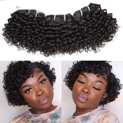 Short Deep Curly Hair Kinky Curly Hair Bundles Tissage  Bundles Remy Human Hair Extensions Natural Black Brazilian Cheap Bundles