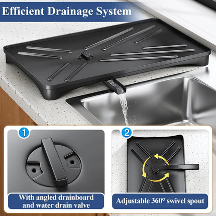 Large Rustproof Dish Drying Rack with Drainboard and Utensil Holder for Kitchen Counter Sink