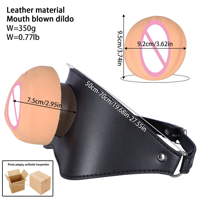 Silicone Realistic Pocket Pussy Vagina Adult Masturbator Mouth Gag Leather Strapson Gags Bdsm Bondage Sex Toys For Adults 18+