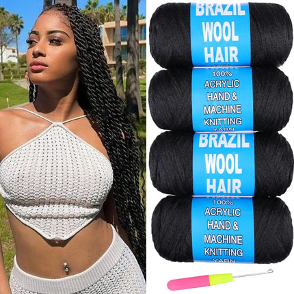 4/5/6pcs Super Soft Black Jumbo Crochet synthetic Hair Braids, Hand & Machine Made,with Pink Crochet Hook Included