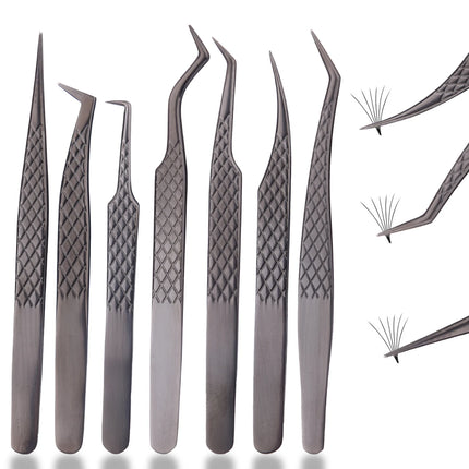 1pc/2/4/6pcs 3.0 Black Lash Tweezers for Eyelash Extensions Diamond Grip 90 Degree Tip Volume Lash Extension Tweezers