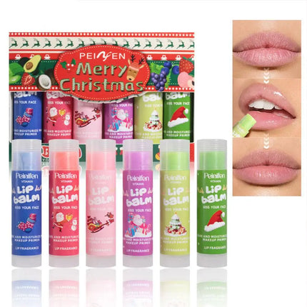 Fruity Color-Changing Lip Balm Set 6PCS Deep Moisture Tinted Balm for Dry Lips Christmas Gift Natural Lip Care for All