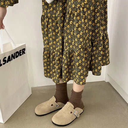 Kidmi Summer Clogs for Women Men Suede Clogs Adjustable Buckle Slip-on Cork Footbed Mules Clogs Antislip Sole Slippers Unisex