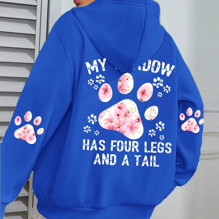 Autumn Womens Hoodies Cute Cat Paw Printing Sweatshirts Warm Fleece Soft Comfortable Pullovers Fashion Loose Female Clothing