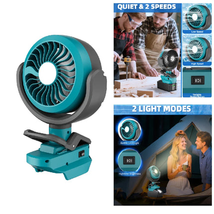 Nananuu Cordless Fan&Camping Light For Makita BL1830 Battery Camping Workshop Strong Wind Suitable Various Scenarios