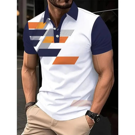 Fashion Colorful Geometry 3D Printed Polo Shirt For Men's Clothing Short Sleeves T-shirt Summer Casual Button Tops POLO Shirts