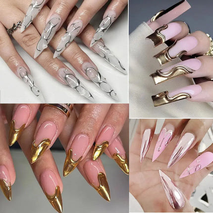 5/7/8/10ml Metallic Gel Gold Mirror Effect Gel Nail Polish French Design Line Flower Drawing Gel Nail UV Soak Off Polish Varni
