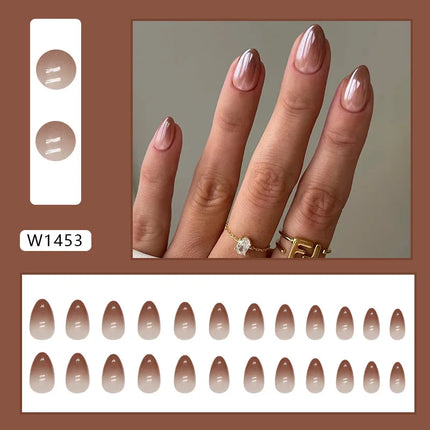 Fresh Flower 24 Pcs Press on Nails Pink Nail polish Glossy Artificial Finger Manicure Reusable False Nails for Women
