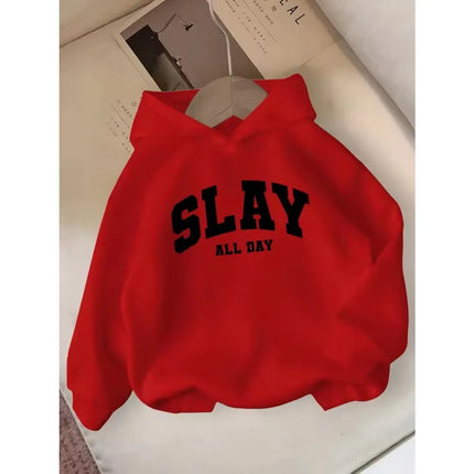 Autumn Alphabet Lettering Print Children's Hoodies Fashion Casual Kids Long Sleeve Pullover Winter Boys Girls Hooded Sweatshirt