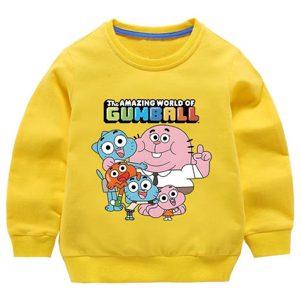 The Amazing World Of Gumball Printed Sweatshirts For Kids Clothes Boys Girls Pure Cotton Pullover Children's Basic Hoodies