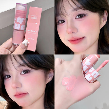 SHAQINUO Double-ended Liquid Blush with Dizzy Dye Brush, Natural, Complexion-enhancing, Low-saturation, Matte Blush Liquid