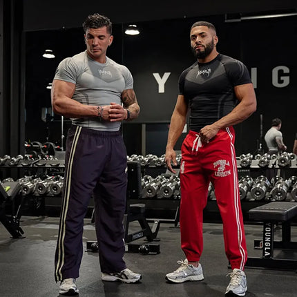 New Men Gym T-shirt High elasticity bodybuilding fitness quick dry short sleeve men's sports Casual tops trend running T-shirt