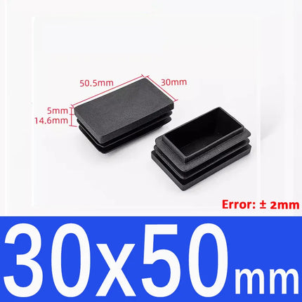 15x15mm-50x100mm Black Blanking End Caps Furniture Leg Tube Pipe Insert Plugs Rectangle/Square Dust Stopper