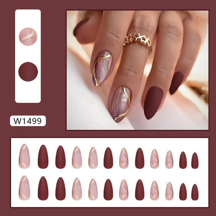 Fresh Flower 24 Pcs Press on Nails Pink Nail polish Glossy Artificial Finger Manicure Reusable False Nails for Women