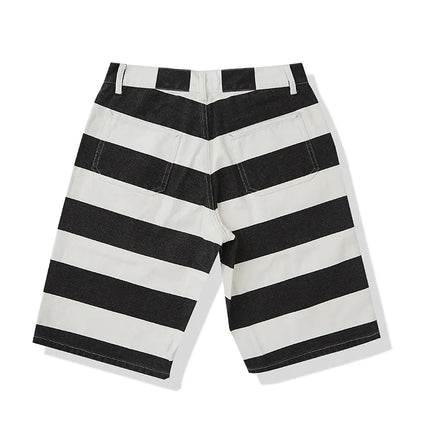 0802 Summer Shorts For Men Classic Vintage Stripe Cotton Casual Straight Mid-Waist Harajuku Street Male Pants Cargo Clothing