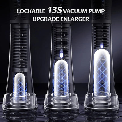Male Masturbator Penis Pump Enlarger Transparent Visual Male Sex Toys for Men APP Control Vibrating Vacuum Suction Glans Trainer