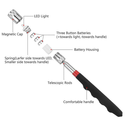 Telescoping Extendable Magnet Pick Up Device Portable with Pen Clip Magnetic Suction Bar Picker Hand Tool Accessories