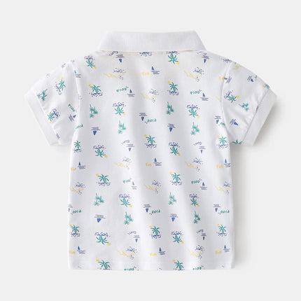 2026 Short Sleeve Summer Boy's Polo Shirt Children's Tops Wear Leaf 90-130 CM Kids Tees Soft Boys Outfits 4-6Y