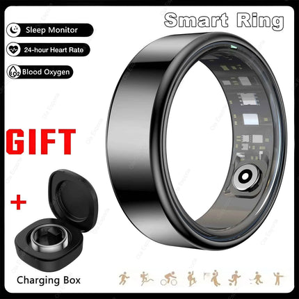 2026 Smart Ring Blood Pressure Heart Rate Sleep Monitoring Smart Ring IP68 & 5ATM Waterproof Multi-sport Mode Smartring Man Wome