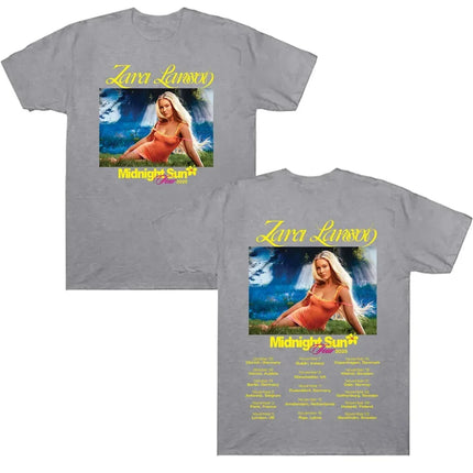 Zara Larsson Midnight Sun Global Tour Merch T-Shirt Men Women Album Poster Graphic Print Cotton Tees Neck Loose Oversized Tops