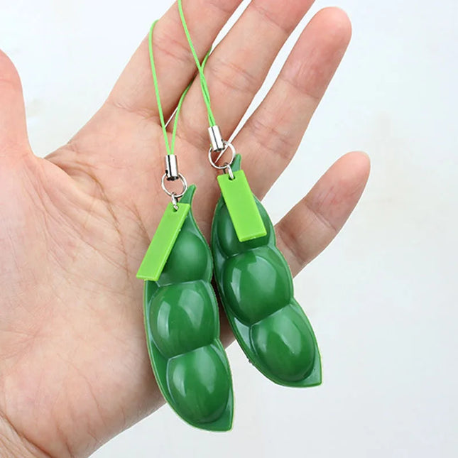 2PCS Fidget Toys Squeeze Pea Beans Keychain ADHD Decompression Toy Novelty Gifts Adults Children Autism Stress Relief Toys