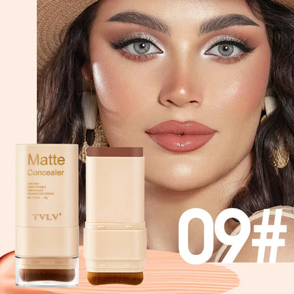 15g 2-in-1 foundation eraser double-ended concealer stick with brush head waterproof, natural makeup, long-lasting cream texture