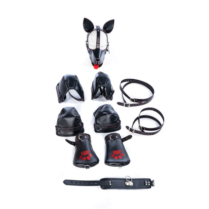 Leather Soft Padded Knee Elbow Pad Dog Paw Crawl Gloves Pup Hood Fetish BDSM Bondage Dog Slave Roleplay Sexy Costume Accessories